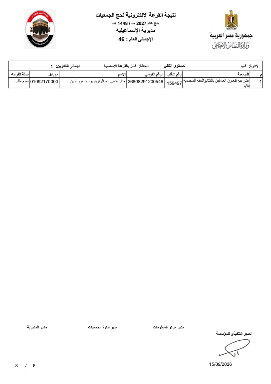 أسماء حجاج الجمعيات