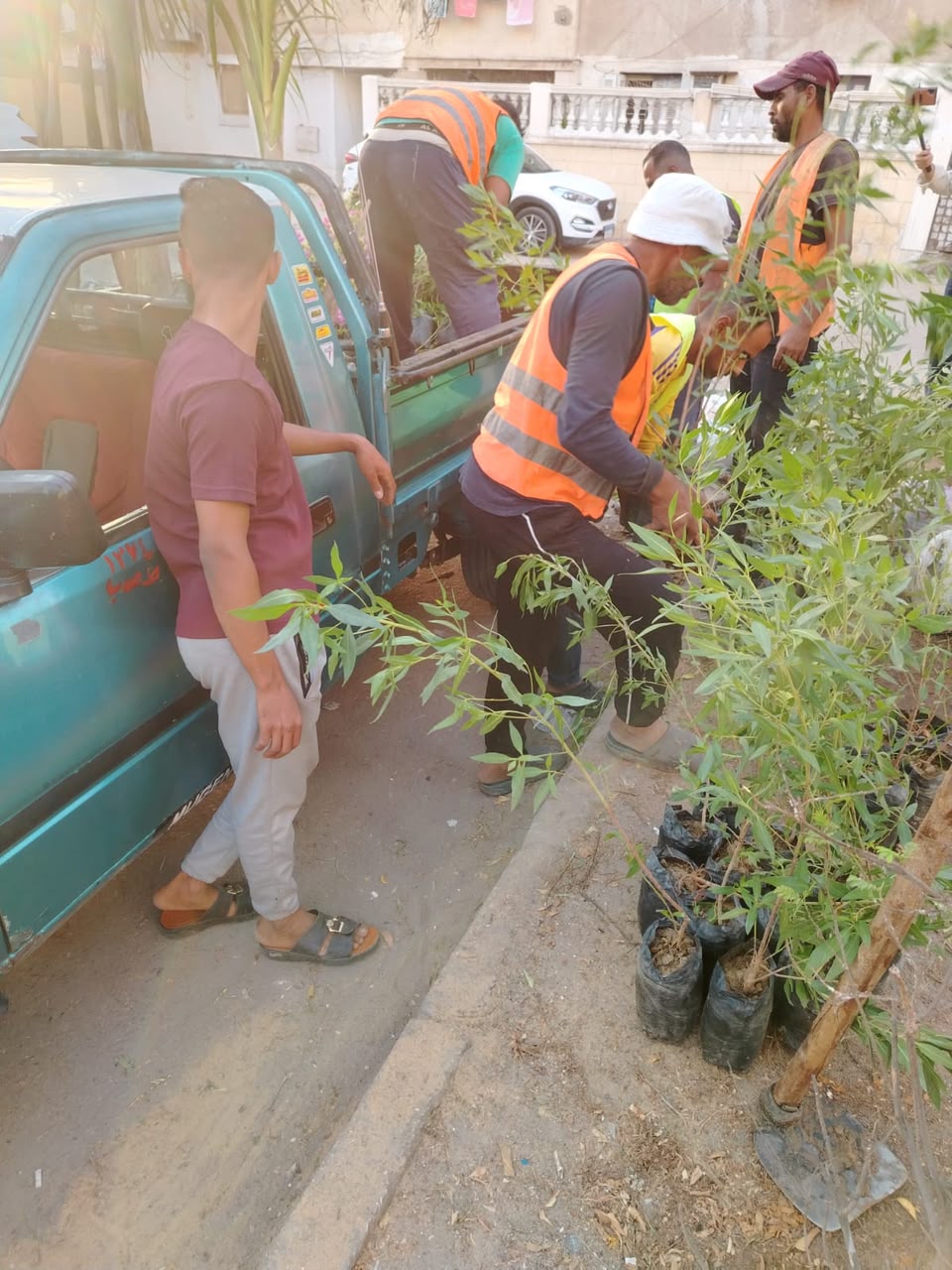 جانب من أعمال إعادة الحديقة
