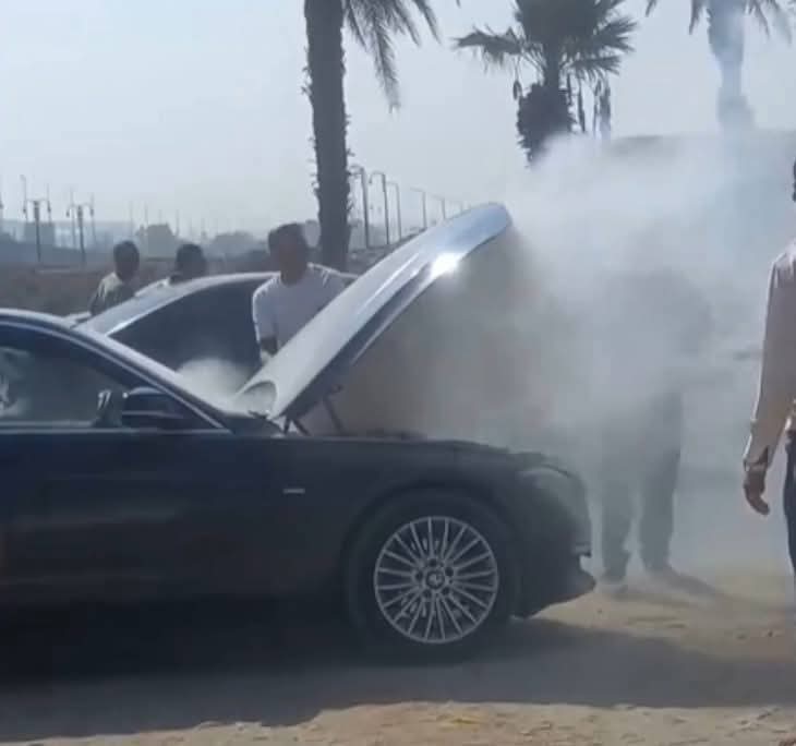 حريق سيارة احمد شوبير