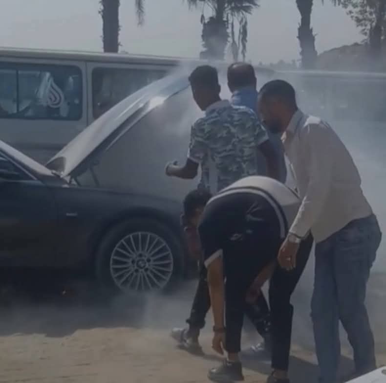 حريق سيارة احمد شوبير