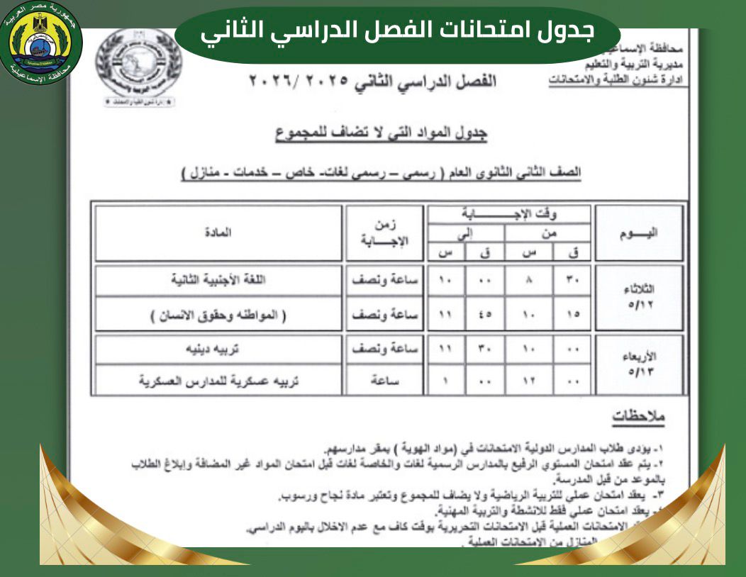 جداول الامتحانات&nbsp;