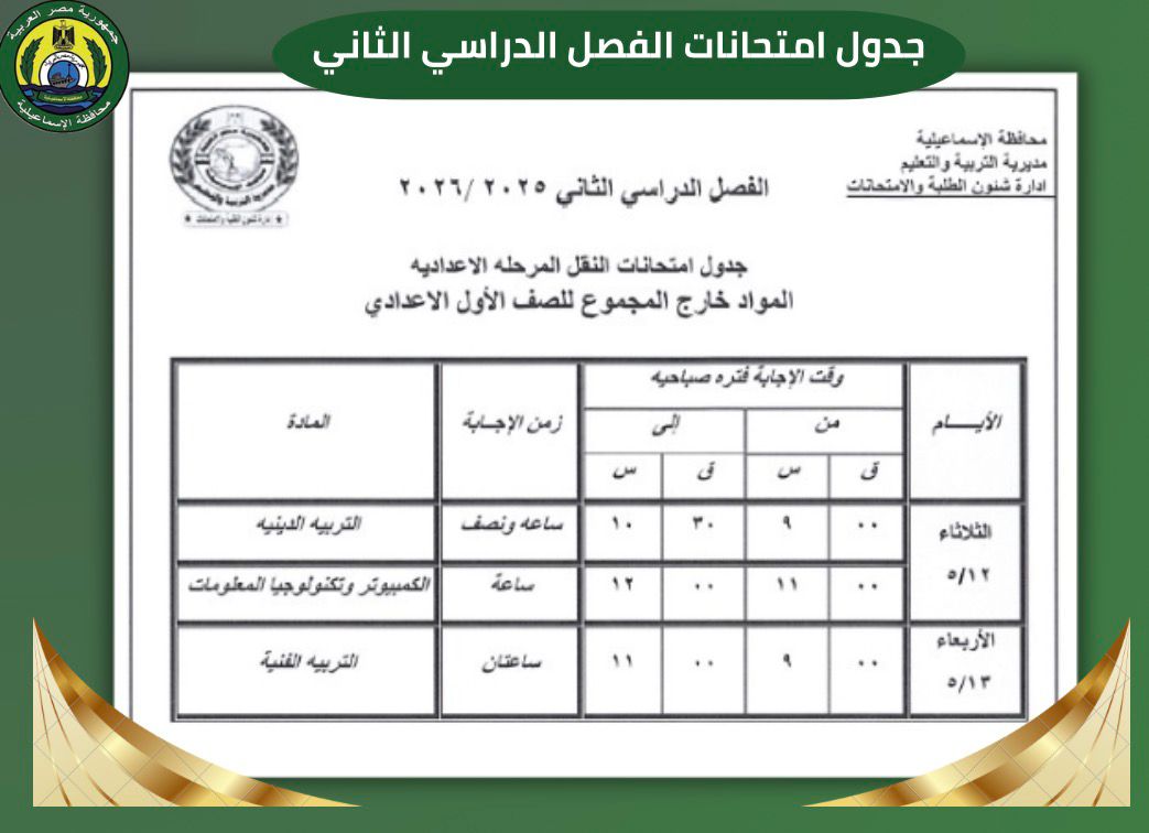 جداول الامتحانات&nbsp;
