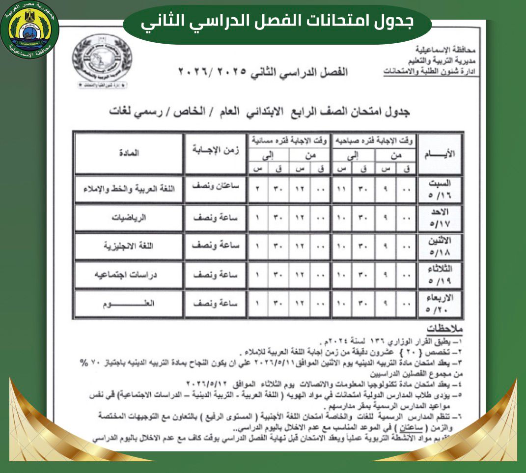 جداول الامتحانات&nbsp;