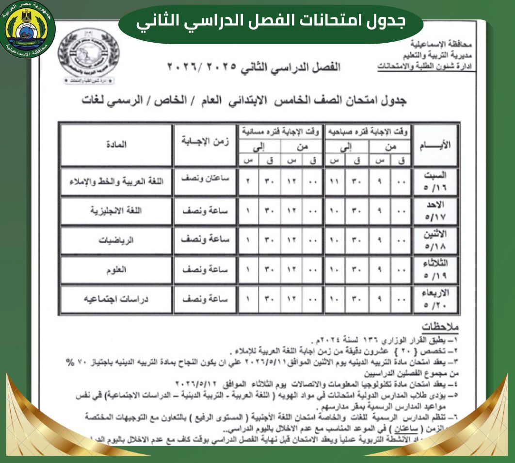 جداول الامتحانات&nbsp;