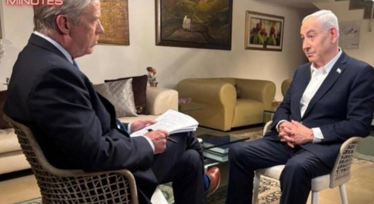 نتنياهو خلال مقابلة &nbsp;مع برنامج 60 دقيقة على شبكة CBS News
