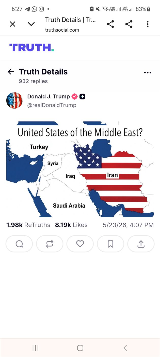 خريطة إيران بالعلم الأميركي&nbsp;