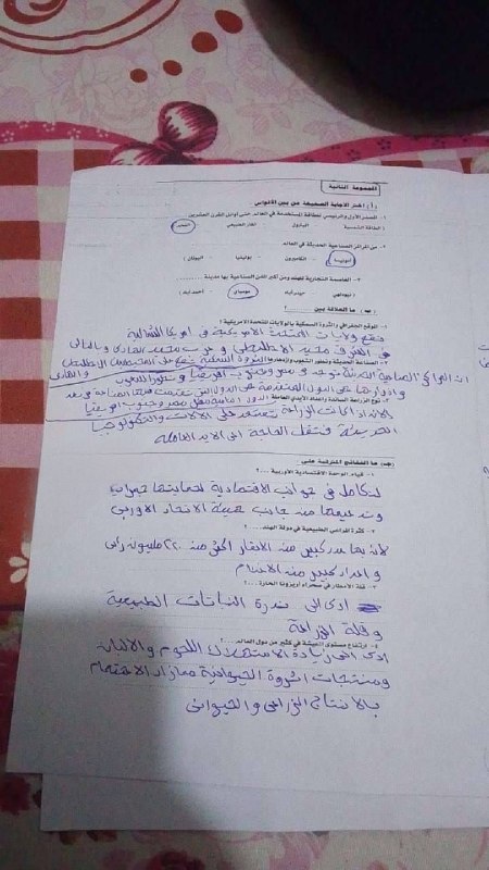 نموذج إجابة&nbsp;امتحان الدراسات الاجتماعية للصف الثالث الإعدادي 2026 المني