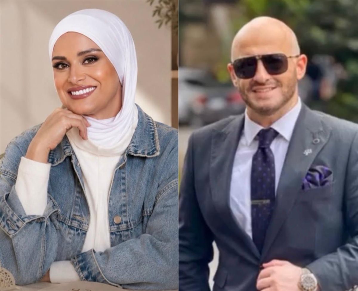 المستشار شريف حافظ والمذيعة لمياء فهمي