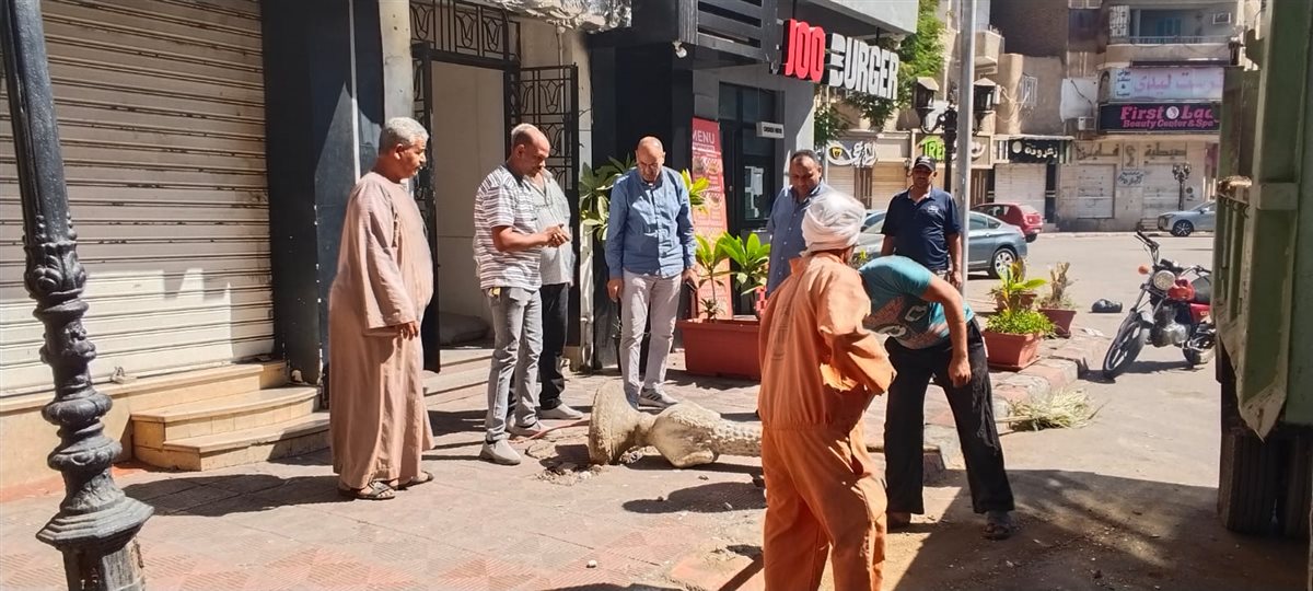 إزالة حوض تجميل سقط على الرصيف في قنا