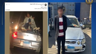 ضبط سائق سمح لأطفال بالجلوس أعلى سيارة خلال موكب زفاف بالشرقية