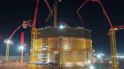 المحطات النووية: اكتمال الصبة الخرسانية للمرحلة الأولى بالمستوى الثاني بمحطة الضبعة