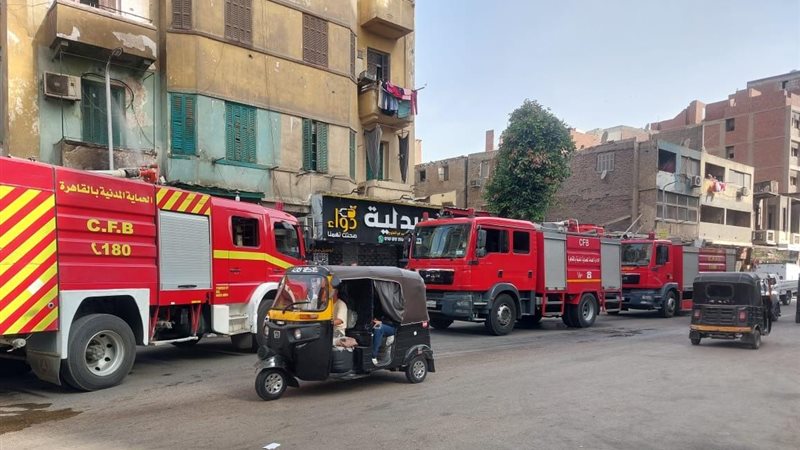 حريق بمحل كاوتش في