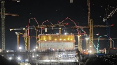 المحطات النووية: اكتمال الصبة الخرسانية للمستوى الثاني لمبنى وعاء الاحتواء الداخلي للمفاعل 