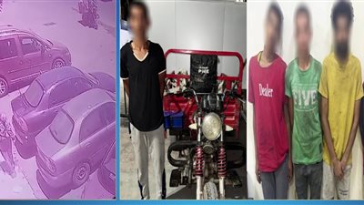 عصابة التروسيكل .. سيدة و4 عاطلين كسروا فوانيس السيارات لسرقة اللمبات بالسويس