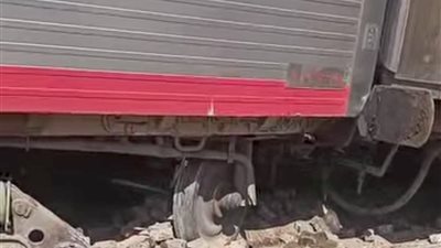 خروج قطار 906 عن القضبان في قويسنا.. الصور الأولى للحادث