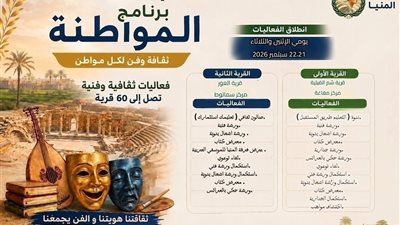 غدًا.. «المواطنة» يفتح أبواب الثقافة والفن لأهالي العور وشم القبلية بالمنيا