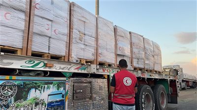 الهلال الأحمر المصري يرسل قافلة «زاد العزة 287» لدعم أهالي غزة