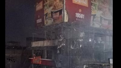 الحماية المدنية تسيطر على حريق مطعم كشري الخديوي بشبرا الخيمة 