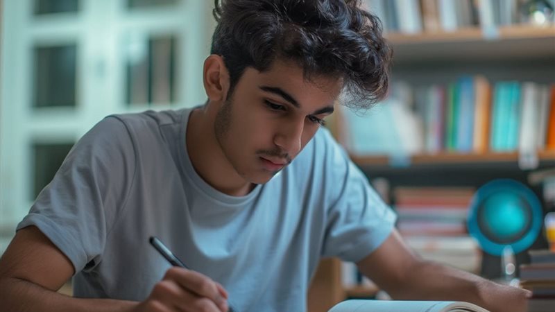 طالب أثناء الدراسة