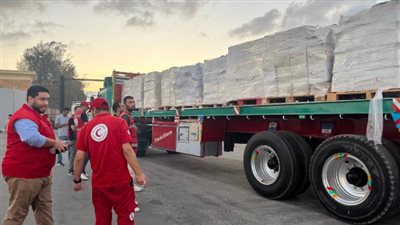  الهلال الأحمر المصري يرسل 2300 طن مساعدات غذائية وطبية إلى غزة