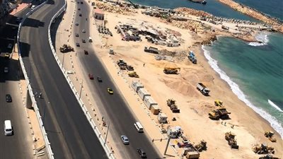 تشغيل تجريبي لكوبري محمد نجيب ضمن أعمال توسعة كورنيش الإسكندرية