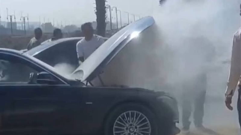 حريق سيارة أحمد شوبير