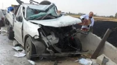 إصابة 10 أشخاص في انقلاب سيارة نصف نقل على طريق الضبعة بالبحيرة