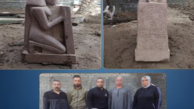 سقوط عصابة التنقيب عن الآثار بالبدرشين وبحوزتهم تمثال جرانيت أحمر 