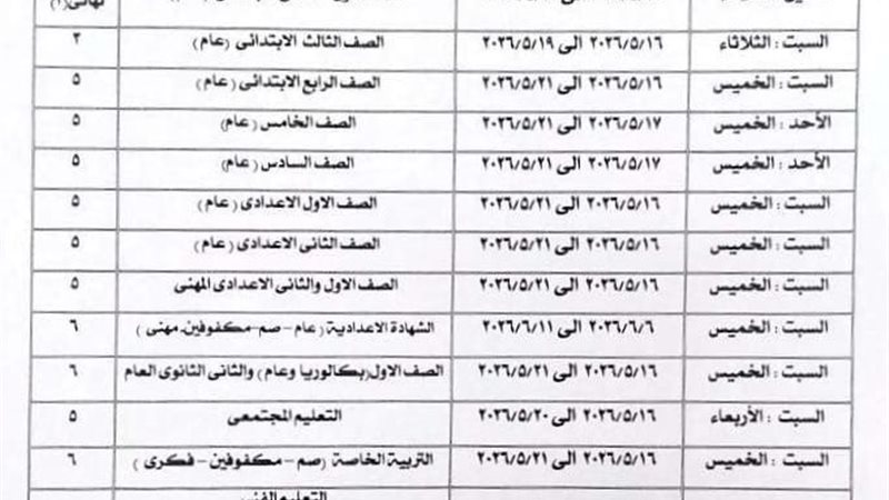 جداول الامتحانات