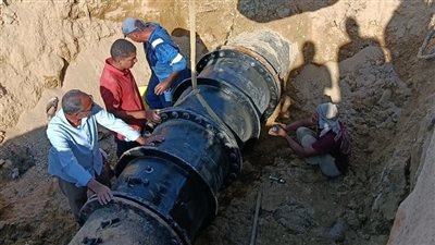 بالصور.. الانتهاء من إصلاح خط الطرد الرئيسي بمحطة أبو عارف الجديدة