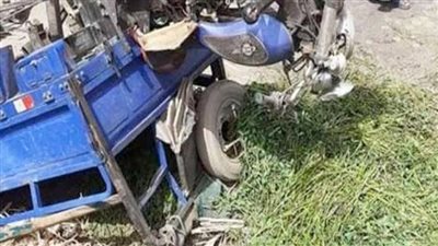 إصابة 4 أشخاص في انقلاب تروسيكل بطريق طنسا ببني سويف