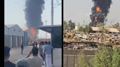 اندلاع حريق ضخم بمصفى الدورة في بغداد.. والدفاع المدني يحاصر النيران